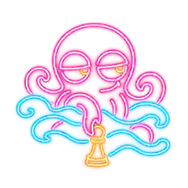 The Fog neon sign. Enemy moods are hidden until a piece moves.